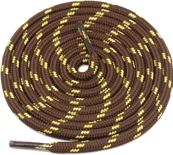 GRAH SANGRAH® (2 Pair) Shoelaces for Hiking Shoes, Outdoor Walking Sneakers, Outdoor Hiking, Climbing, Basketball, Work Boot, Running , Sport Shoes - 120 cm, Coffee Yellow